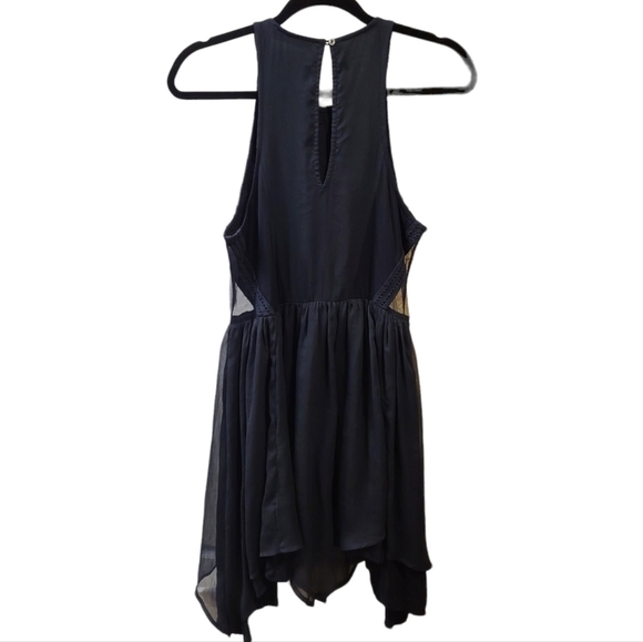 Abercrombie & Fitch Halter Navy Lace Chiffon Tiered Dress Lined Size medium - Picture 3 of 14
